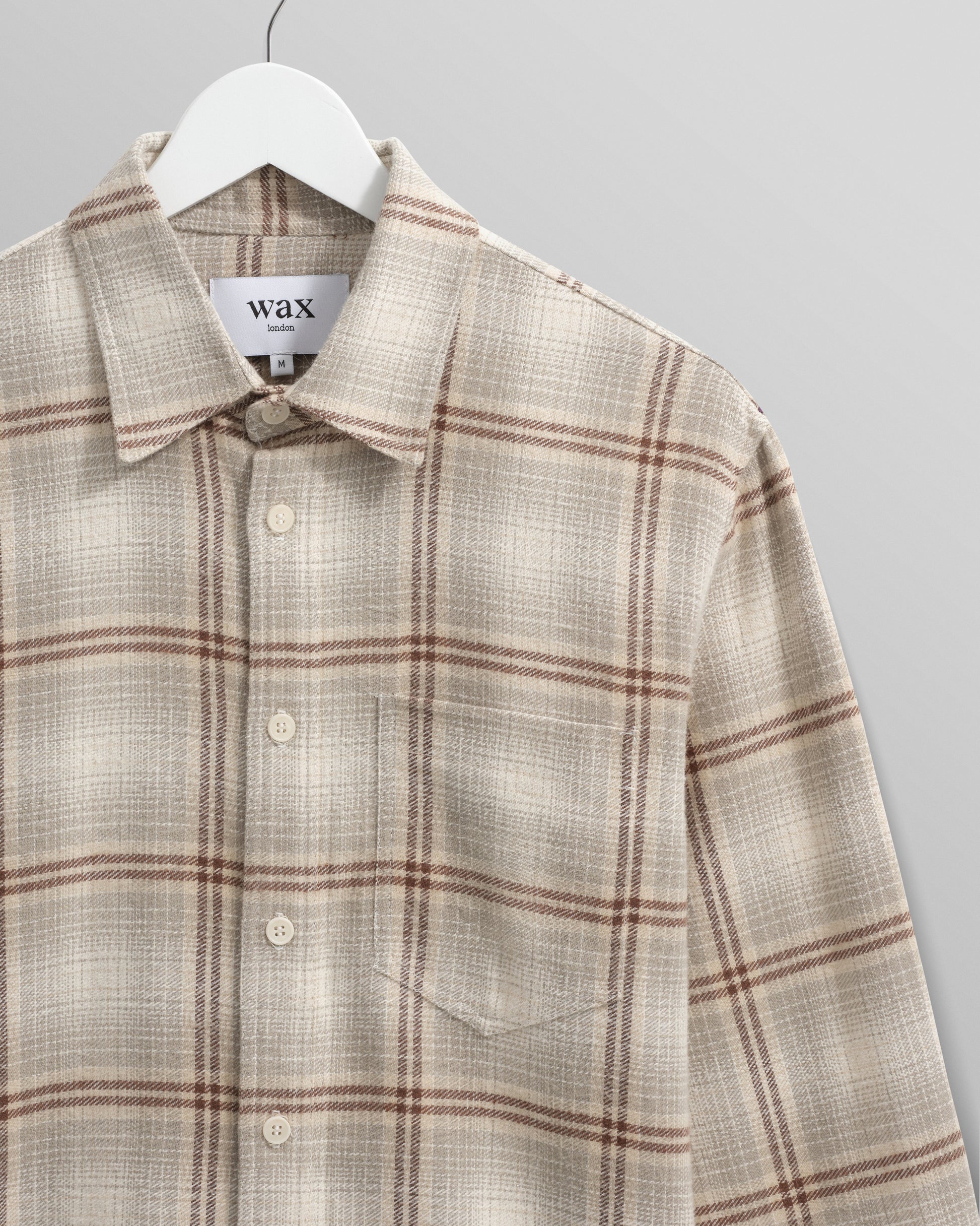 wax london men's Shelly - Sage And Ecru Ombre Flannel Shirt