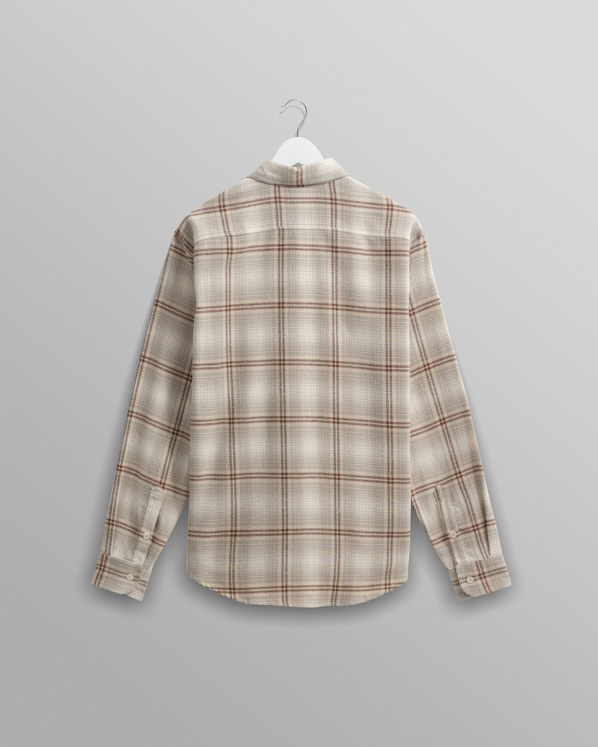 wax london men's Shelly - Sage And Ecru Ombre Flannel Shirt