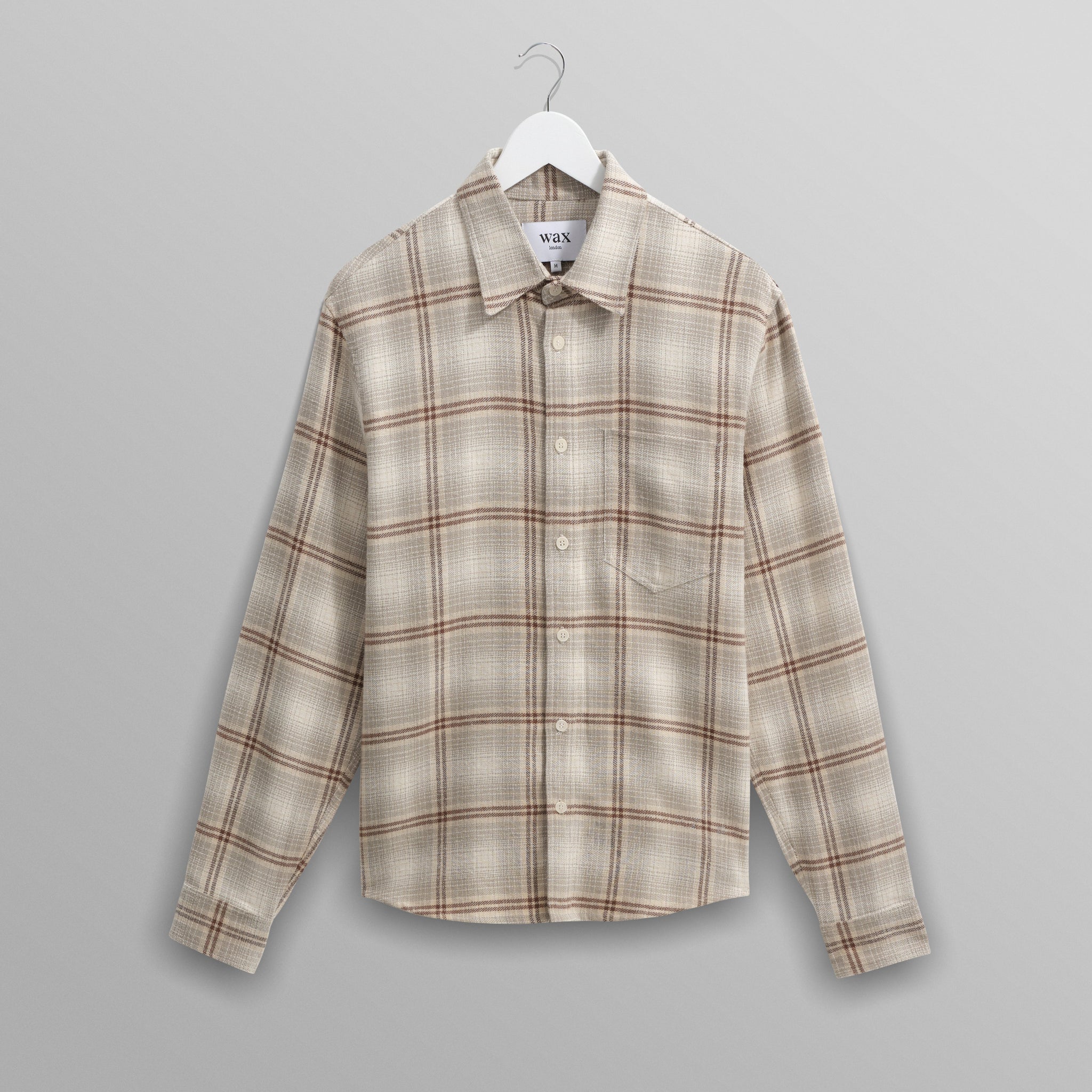 wax london men's Shelly - Sage And Ecru Ombre Flannel Shirt