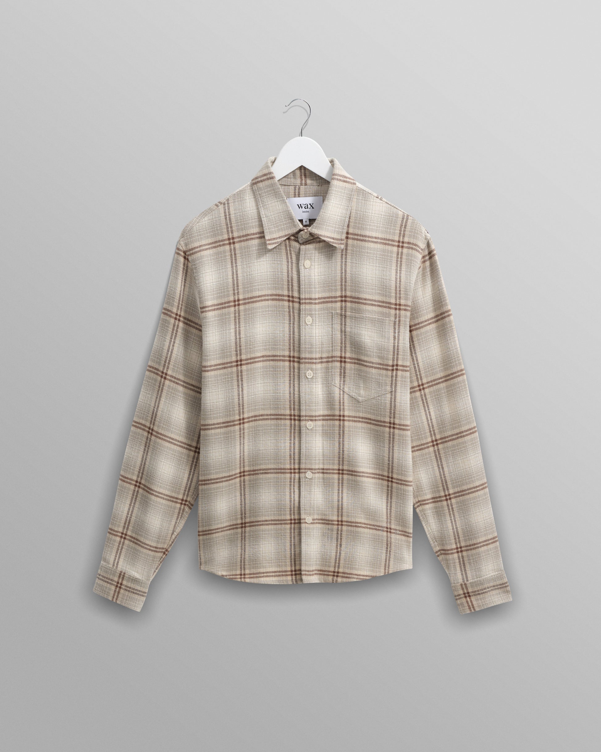 wax london men's Shelly - Sage And Ecru Ombre Flannel Shirt