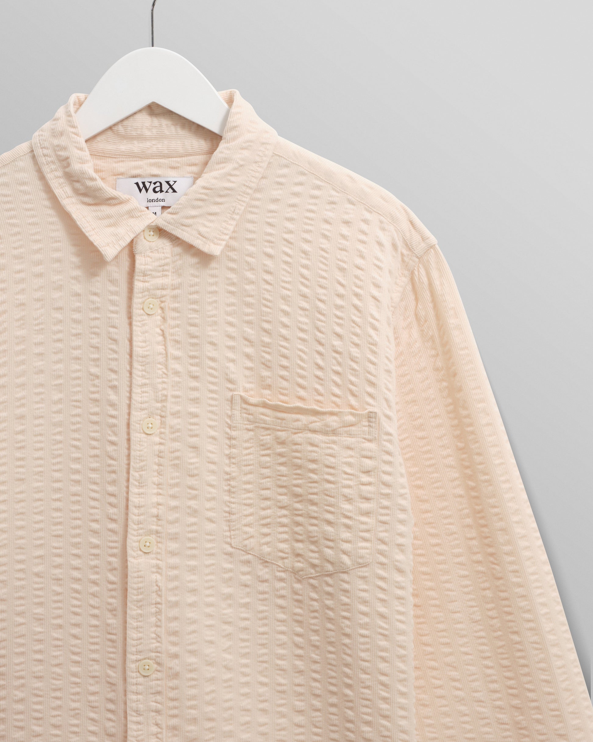 wax london men's Shelly - Stone Seersucker Corduroy Shirt