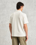 wax london men's Shore - Ecru Textured Organic Cotton Polo Shirt