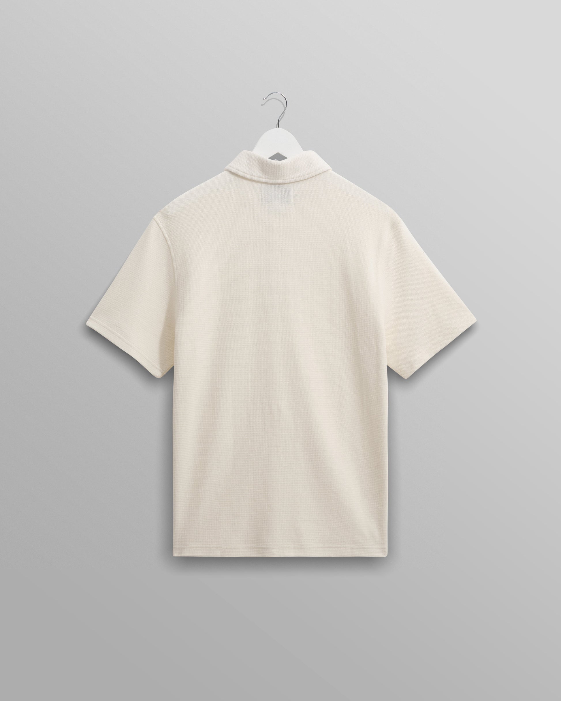 wax london men's Shore - Ecru Textured Organic Cotton Polo Shirt