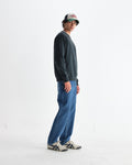 wax london men's Sidney - Washed Black Brushed Organic Cotton Sweatshirt