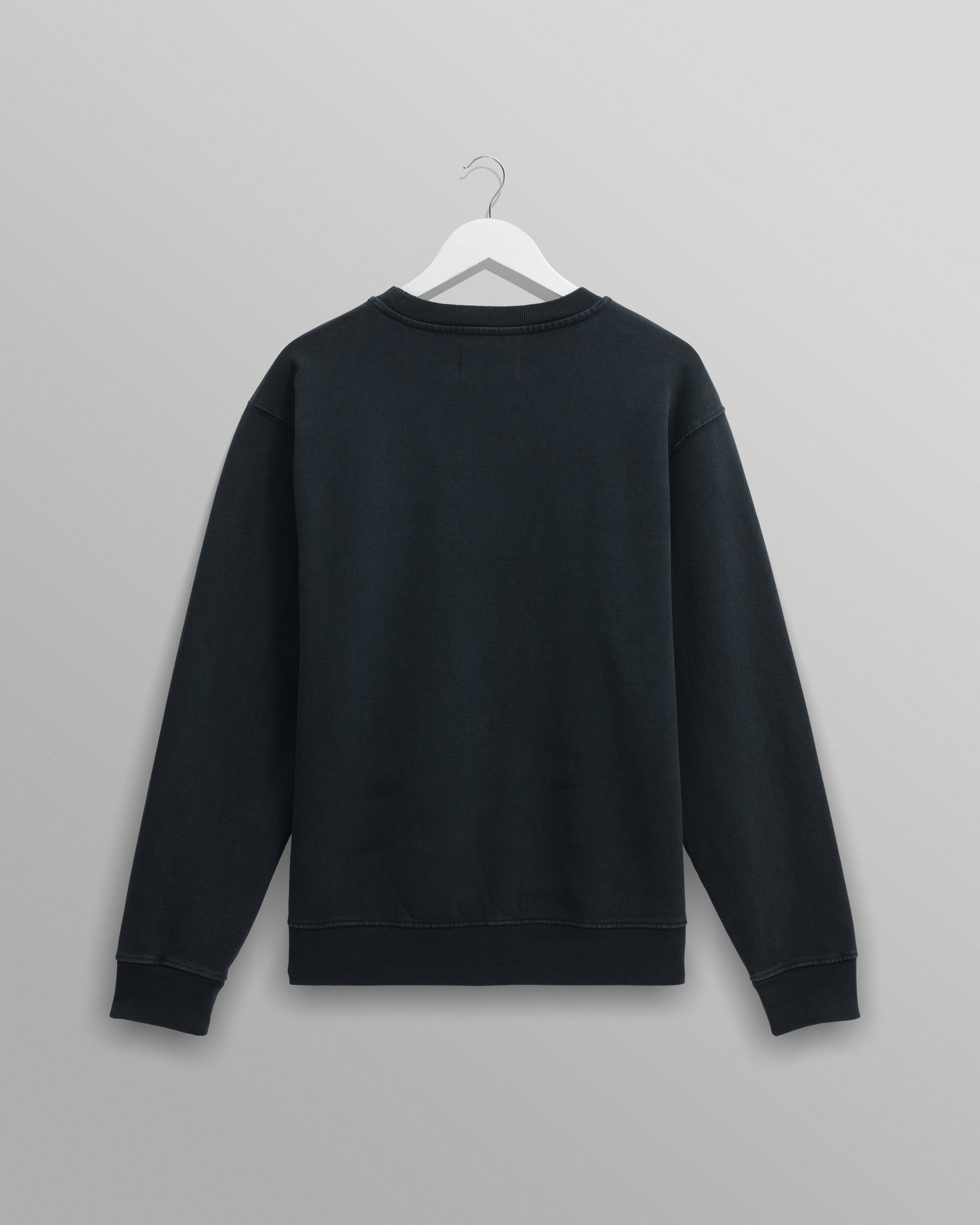 wax london men's Sidney - Washed Black Brushed Organic Cotton Sweatshirt