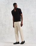 wax london men's Siena - Black Pointelle Knitted Polo