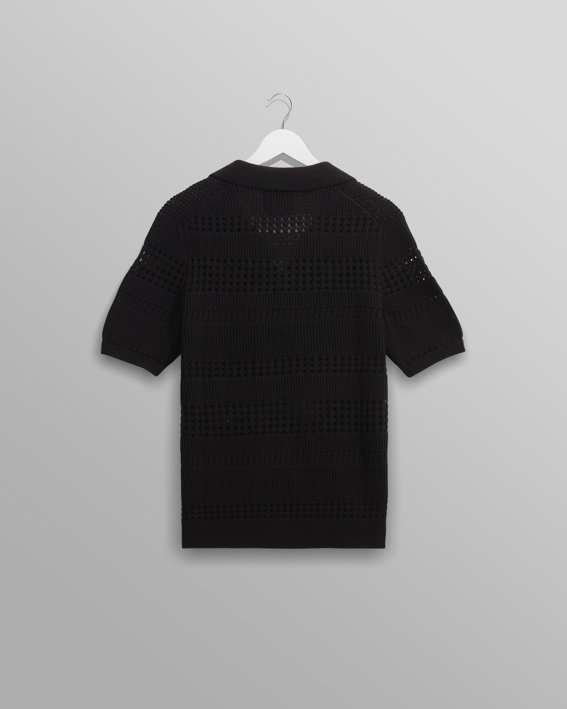 wax london men's Siena - Black Pointelle Knitted Polo