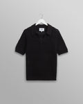 wax london men's Siena - Black Pointelle Knitted Polo
