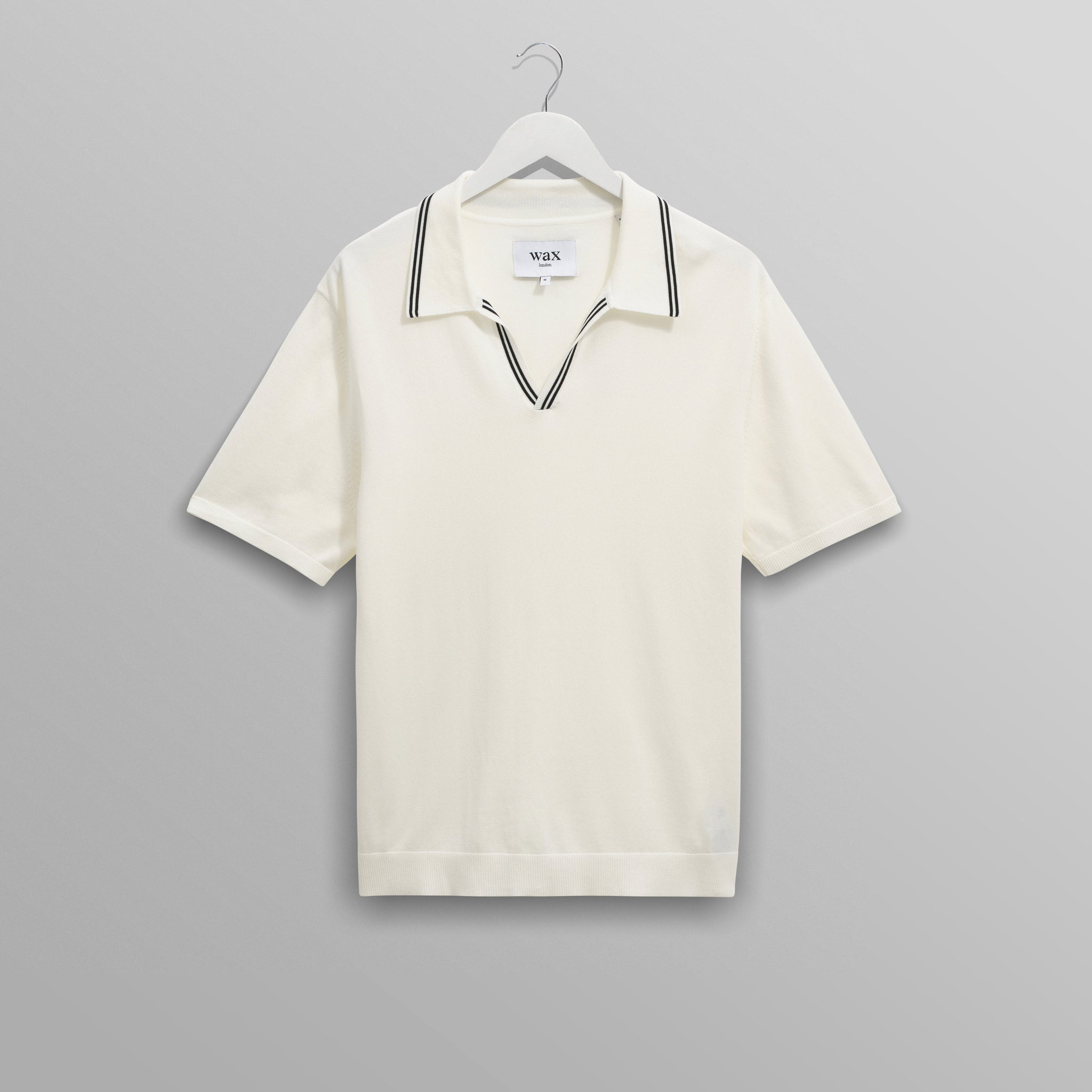 wax london men's Siena - Ecru Fine Gauge Cotton Polo