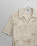 wax london men's Siena - Ecru Pointelle Knitted Polo