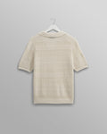 wax london men's Siena - Ecru Pointelle Knitted Polo