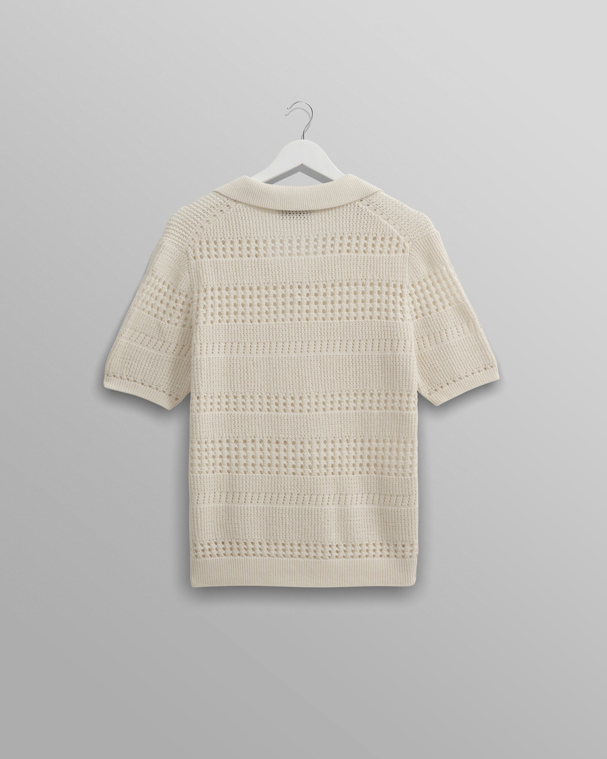 wax london men's Siena - Ecru Pointelle Knitted Polo