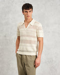 wax london men's Siena - Ecru Pointelle Knitted Polo