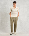 wax london men's Siena - Ecru Pointelle Knitted Polo
