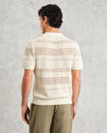 wax london men's Siena - Ecru Pointelle Knitted Polo