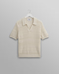 wax london men's Siena - Ecru Pointelle Knitted Polo