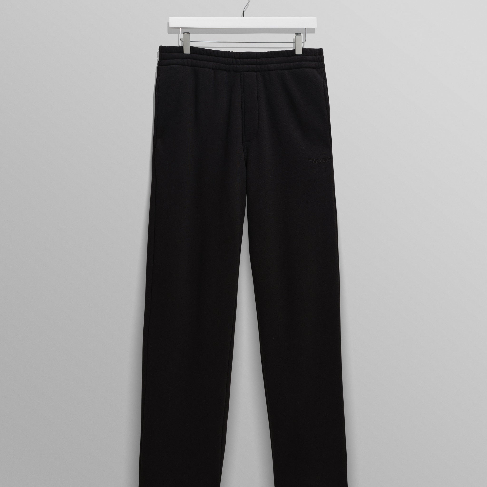 wax london men's Ska - Black Embroidered Logo Loopback Cotton Joggers