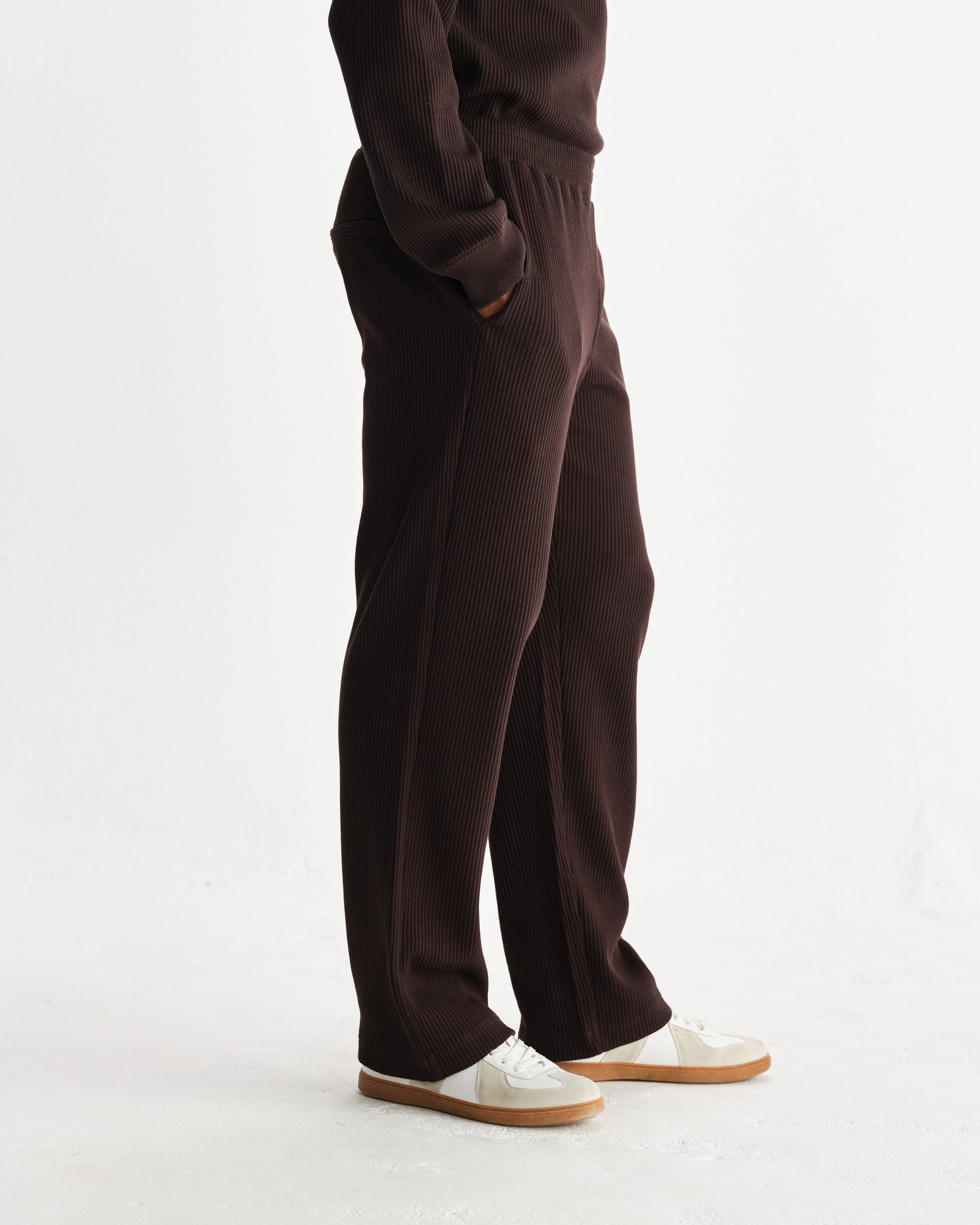 wax london men's Ska - Dark Brown Structured Waffle Joggers