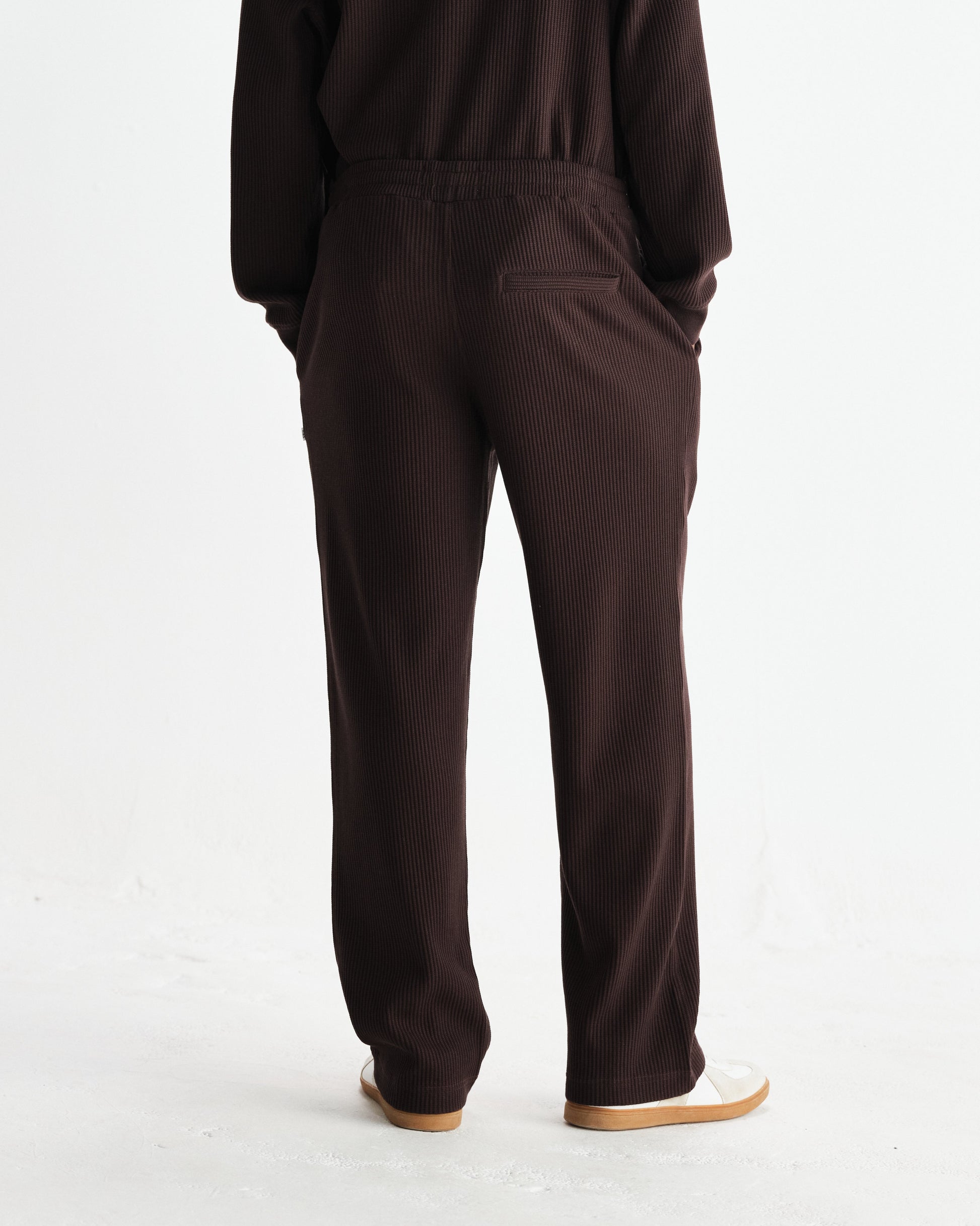 wax london men's Ska - Dark Brown Structured Waffle Joggers