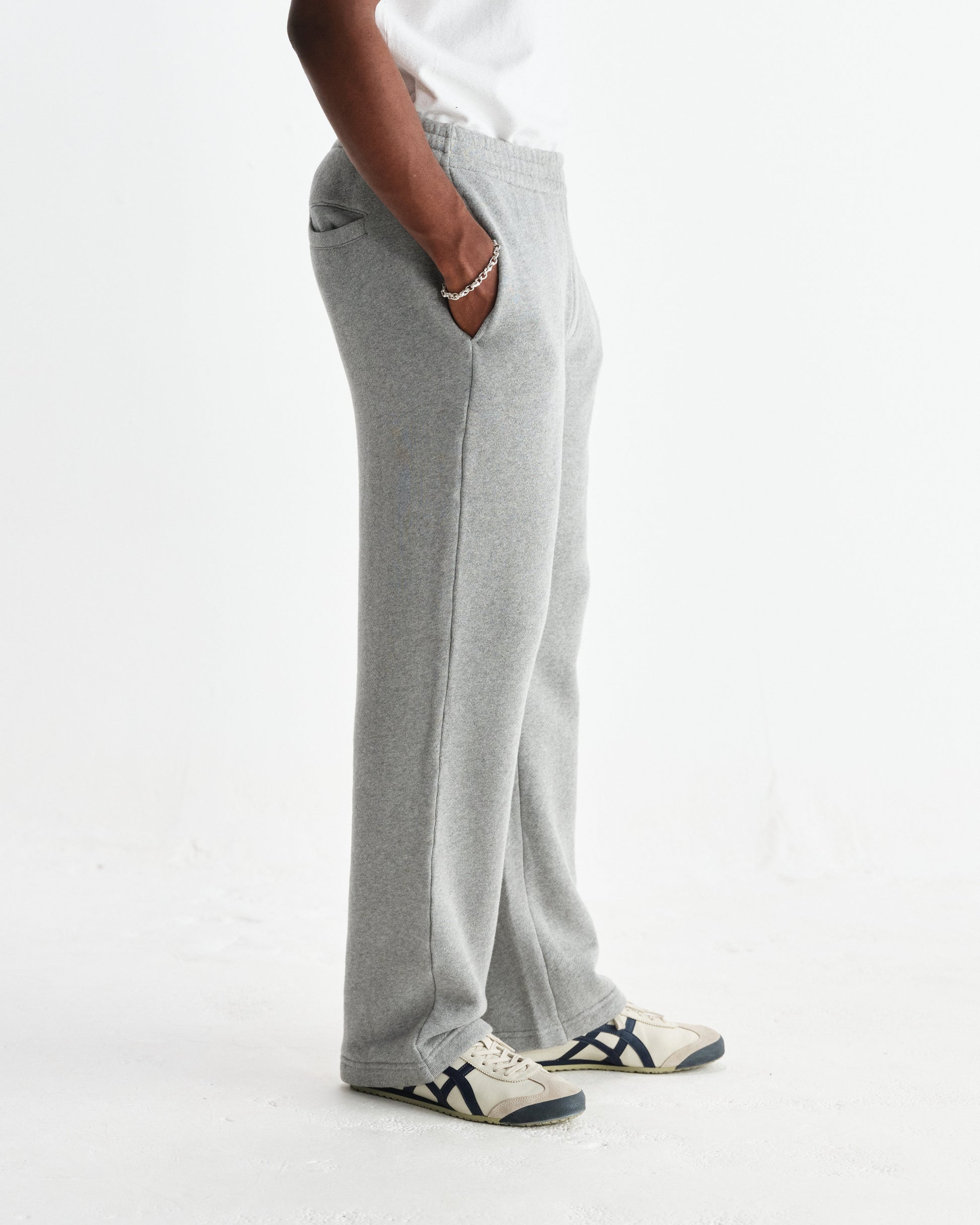 wax london men's Ska - Grey Embroidered Logo Loopback Cotton Joggers