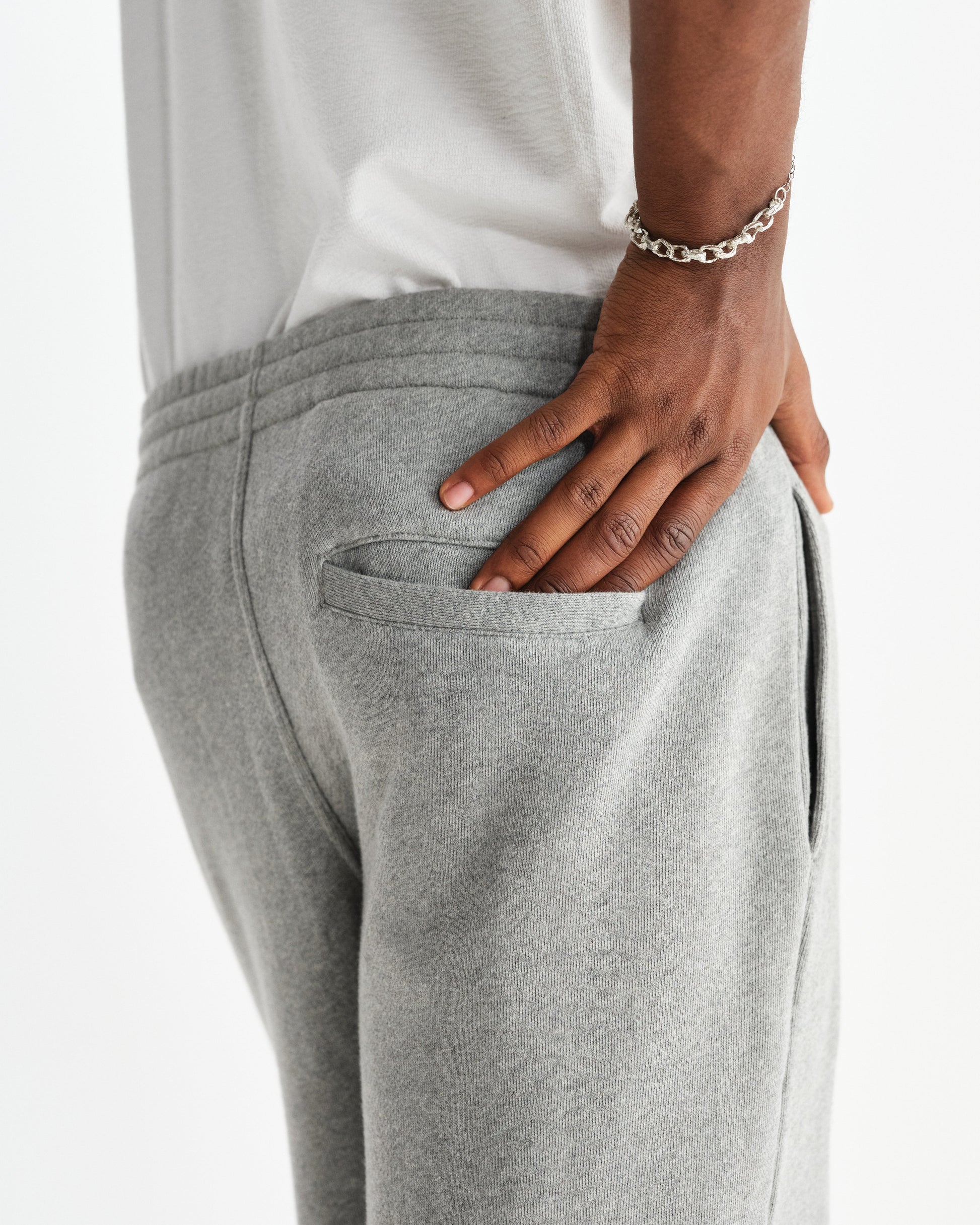 wax london men's Ska - Grey Embroidered Logo Loopback Cotton Joggers