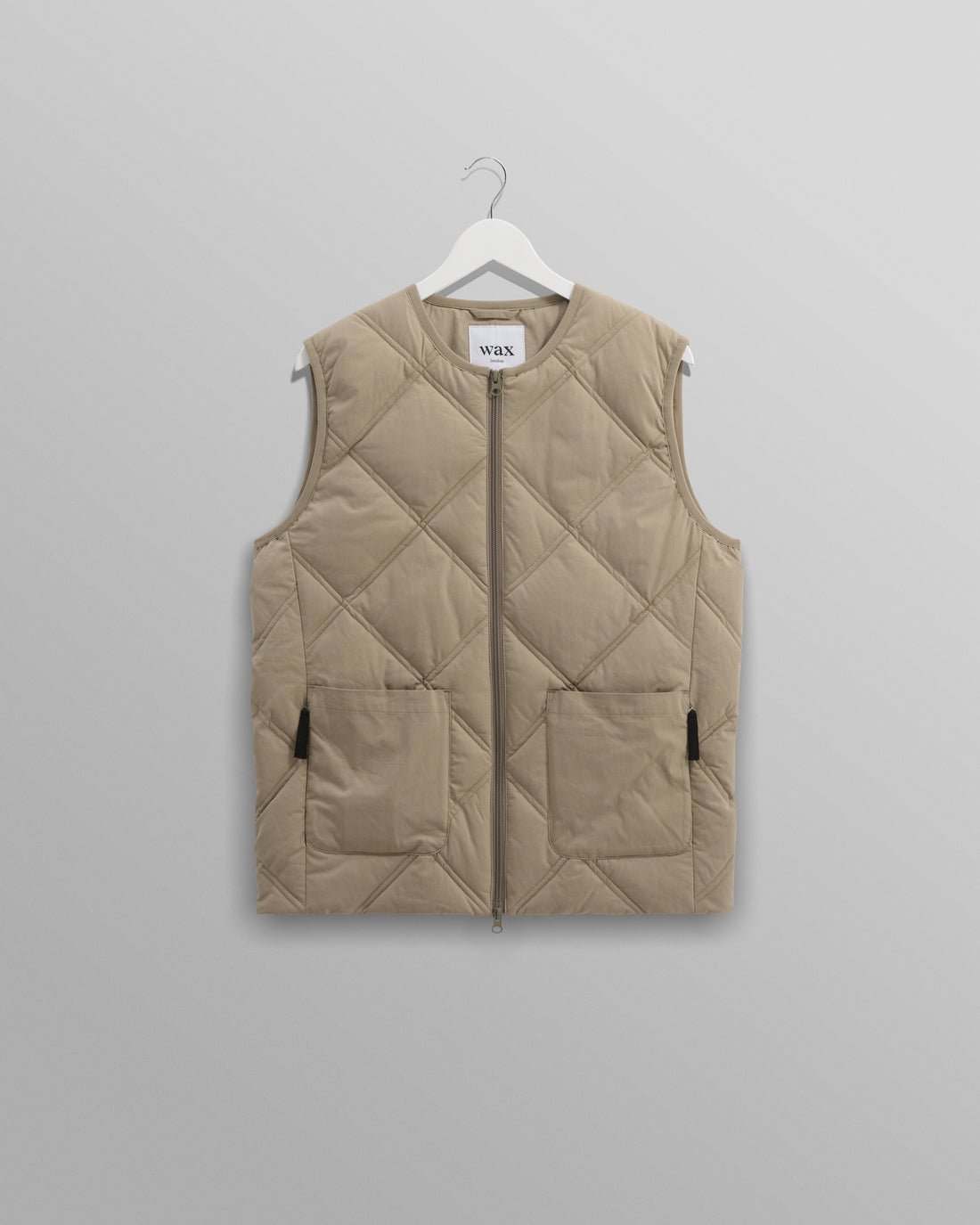 wax london men's Skye - Khaki Quilted Nylon Gilet