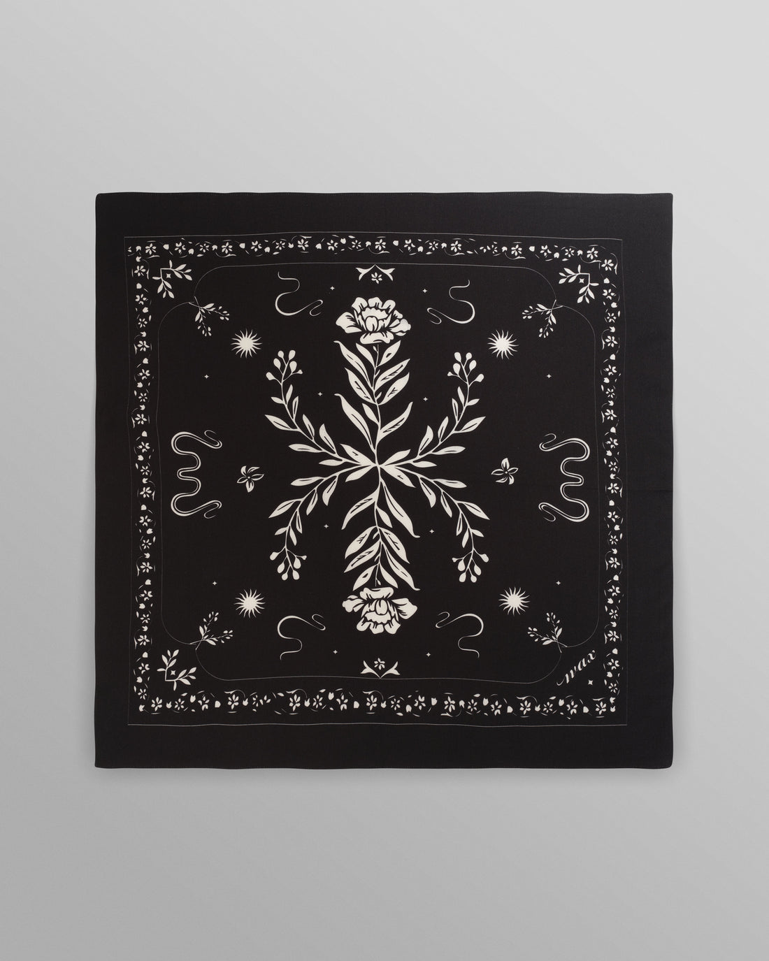 wax london men's Sloane - Black Floral Neck Scarf