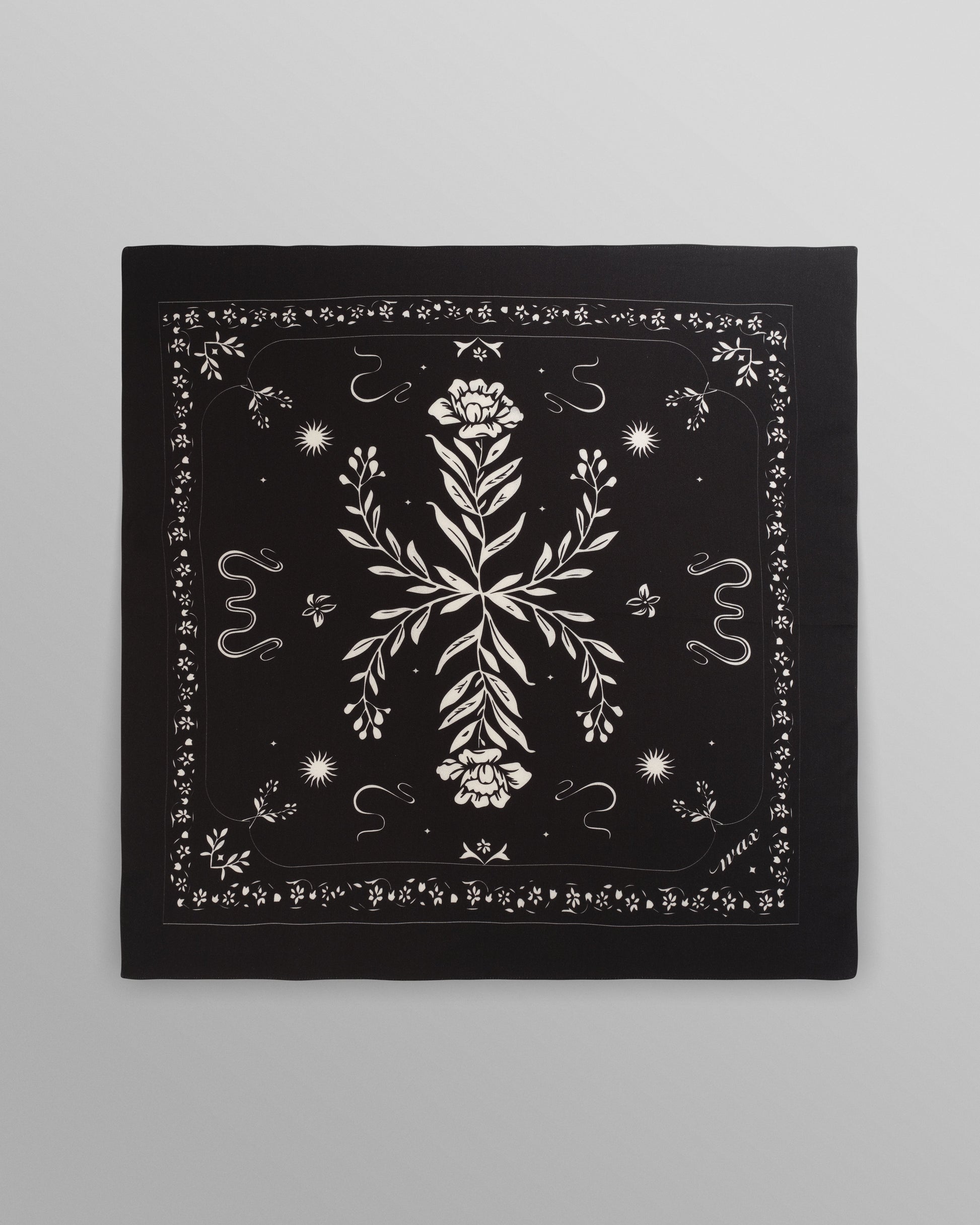 wax london men's Sloane - Black Floral Neck Scarf
