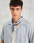 wax london men's Sloane - Navy And Ecru Scenic Neck Scarf