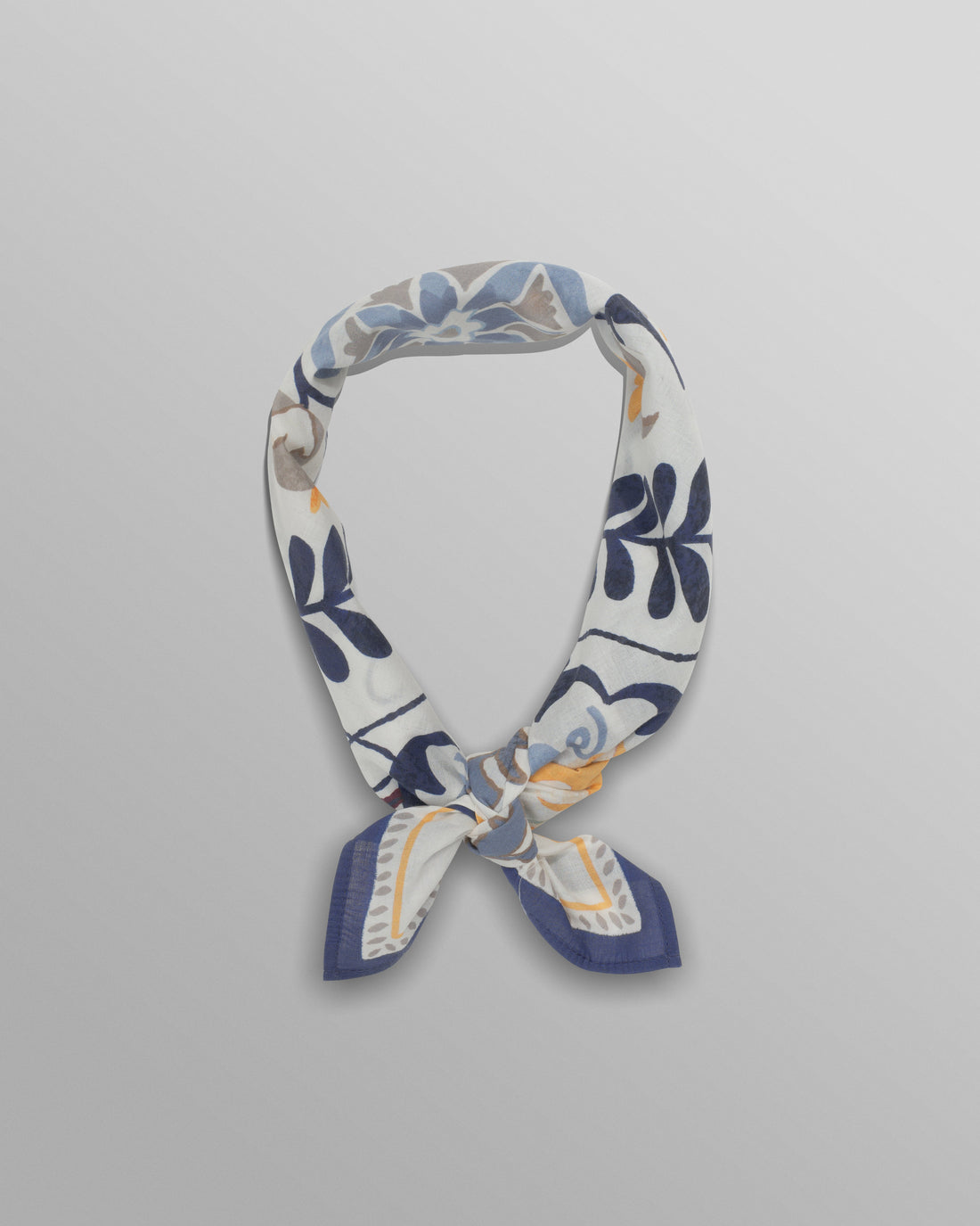 wax london men's Sloane - Navy And Yellow Floral Tile Neck Scarf