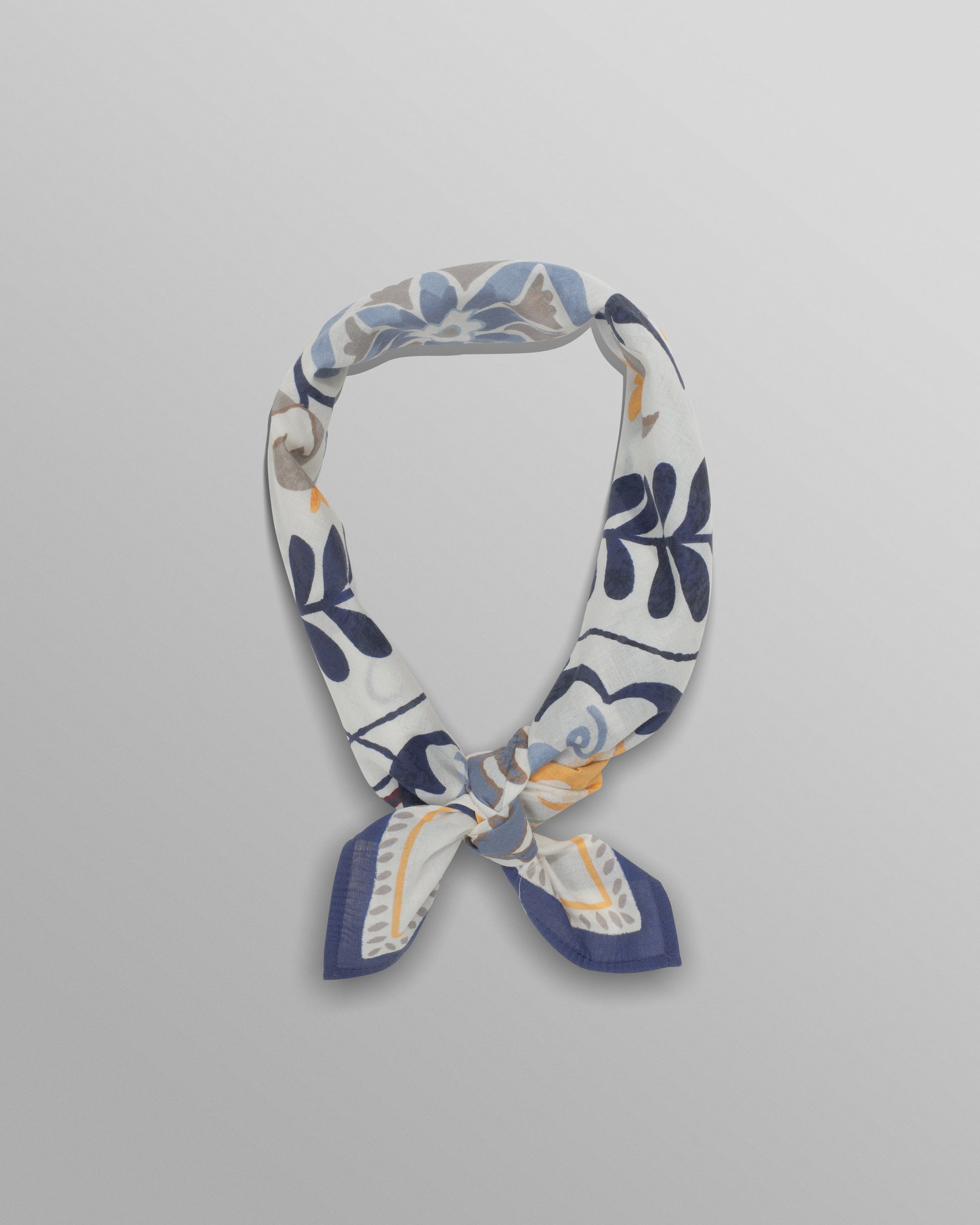 wax london men's Sloane - Navy And Yellow Floral Tile Neck Scarf