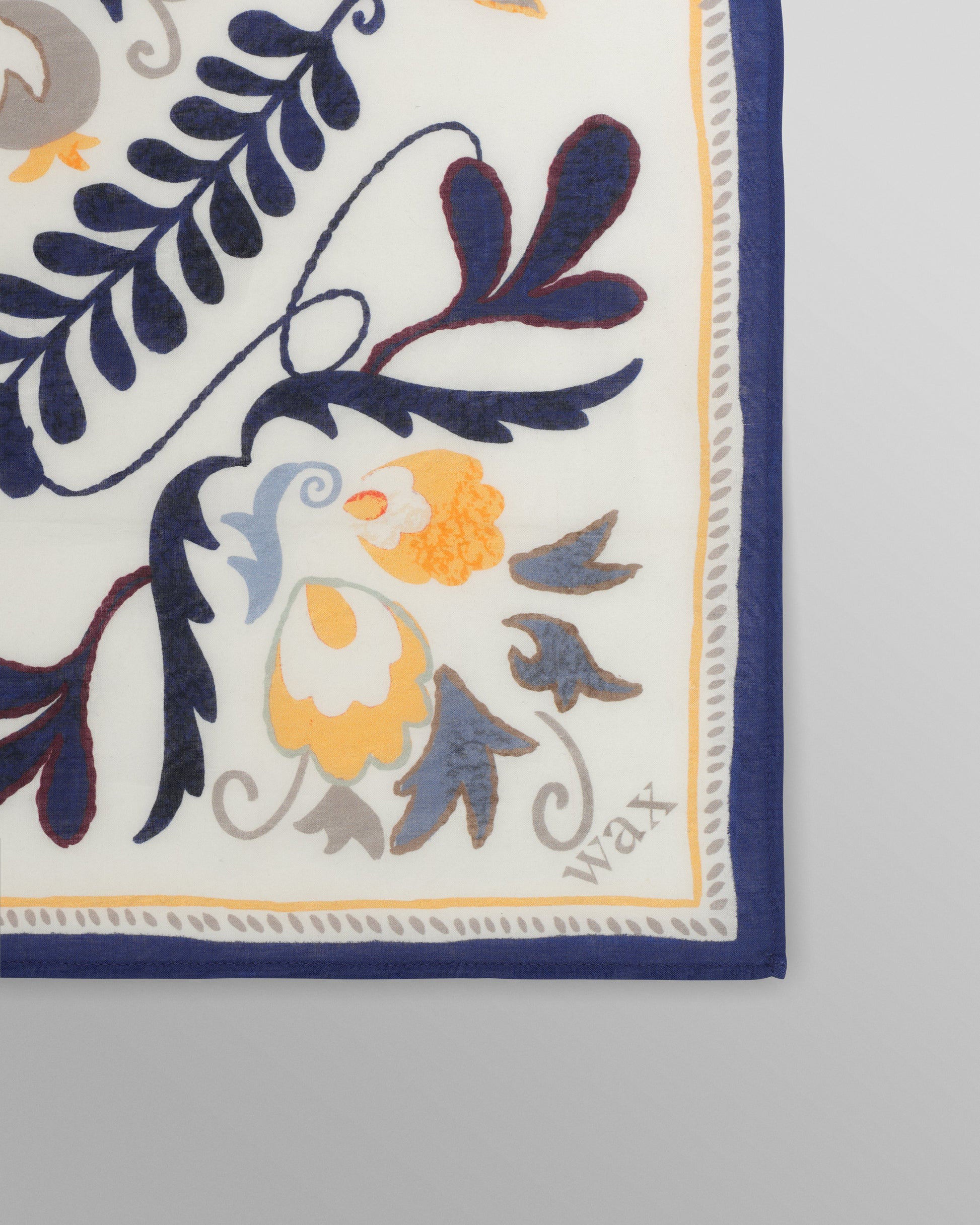 wax london men's Sloane - Navy And Yellow Floral Tile Neck Scarf
