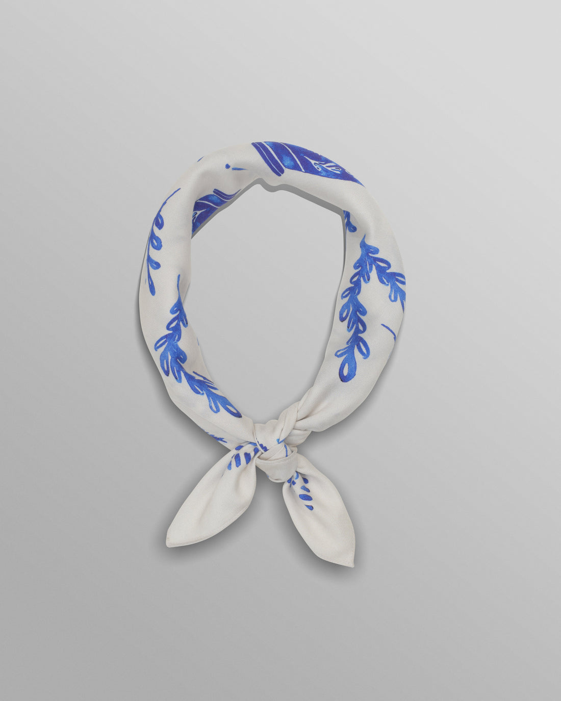 wax london men's Sloane - White And Blue Doodle Neck Scarf
