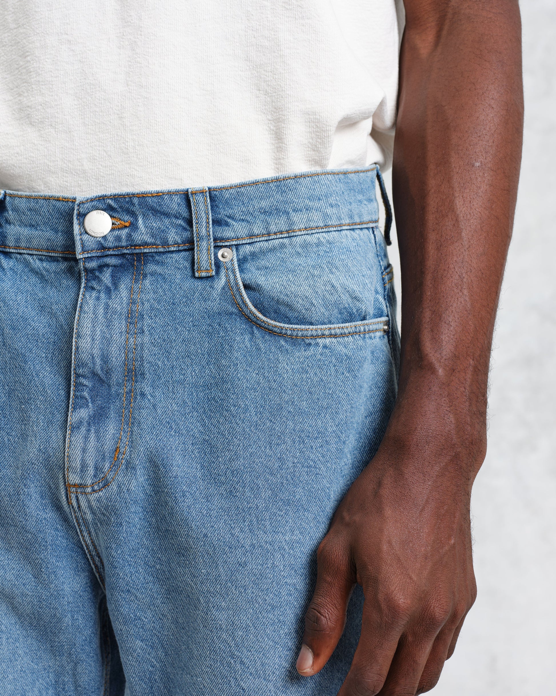 wax london men's Soho - Mid Wash Slim Fit Denim Jeans