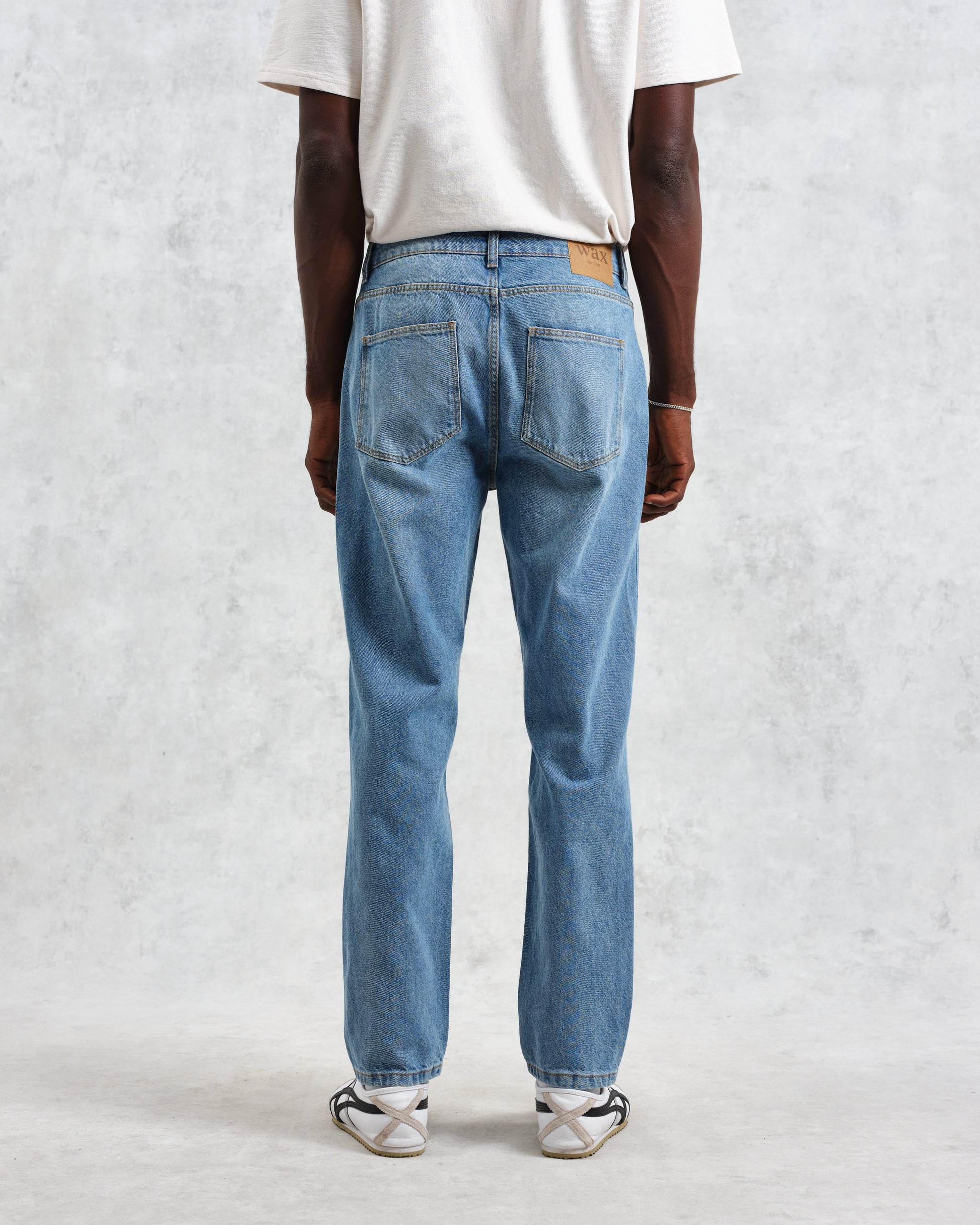 wax london men's Soho - Mid Wash Slim Fit Denim Jeans