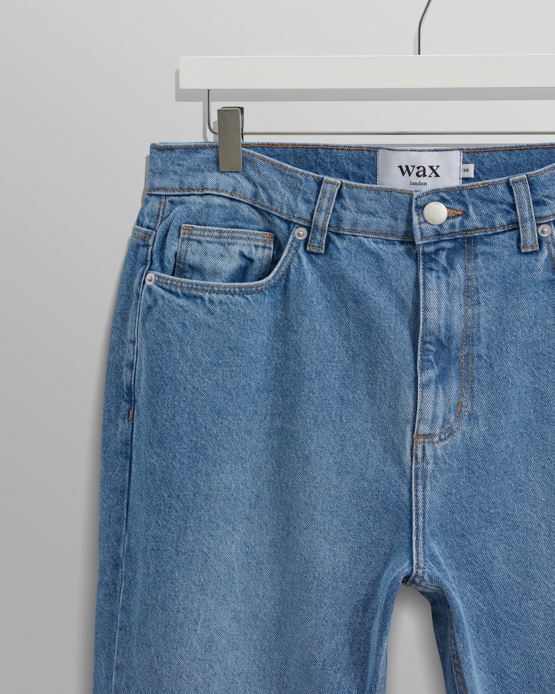 wax london men's Soho - Mid Wash Slim Fit Denim Jeans