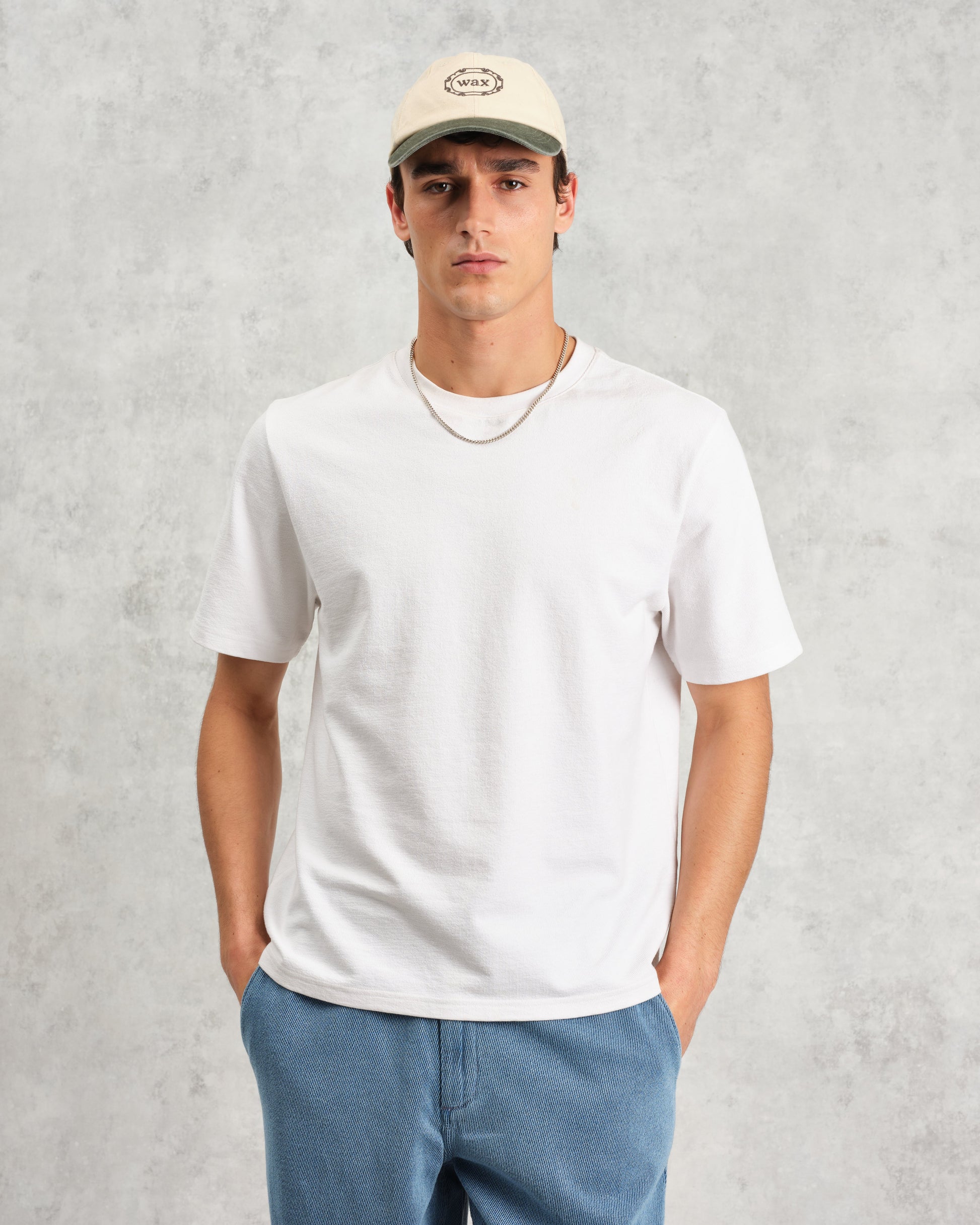 wax london men's Spencer - Ecru And Khaki Cotton Sports Cap