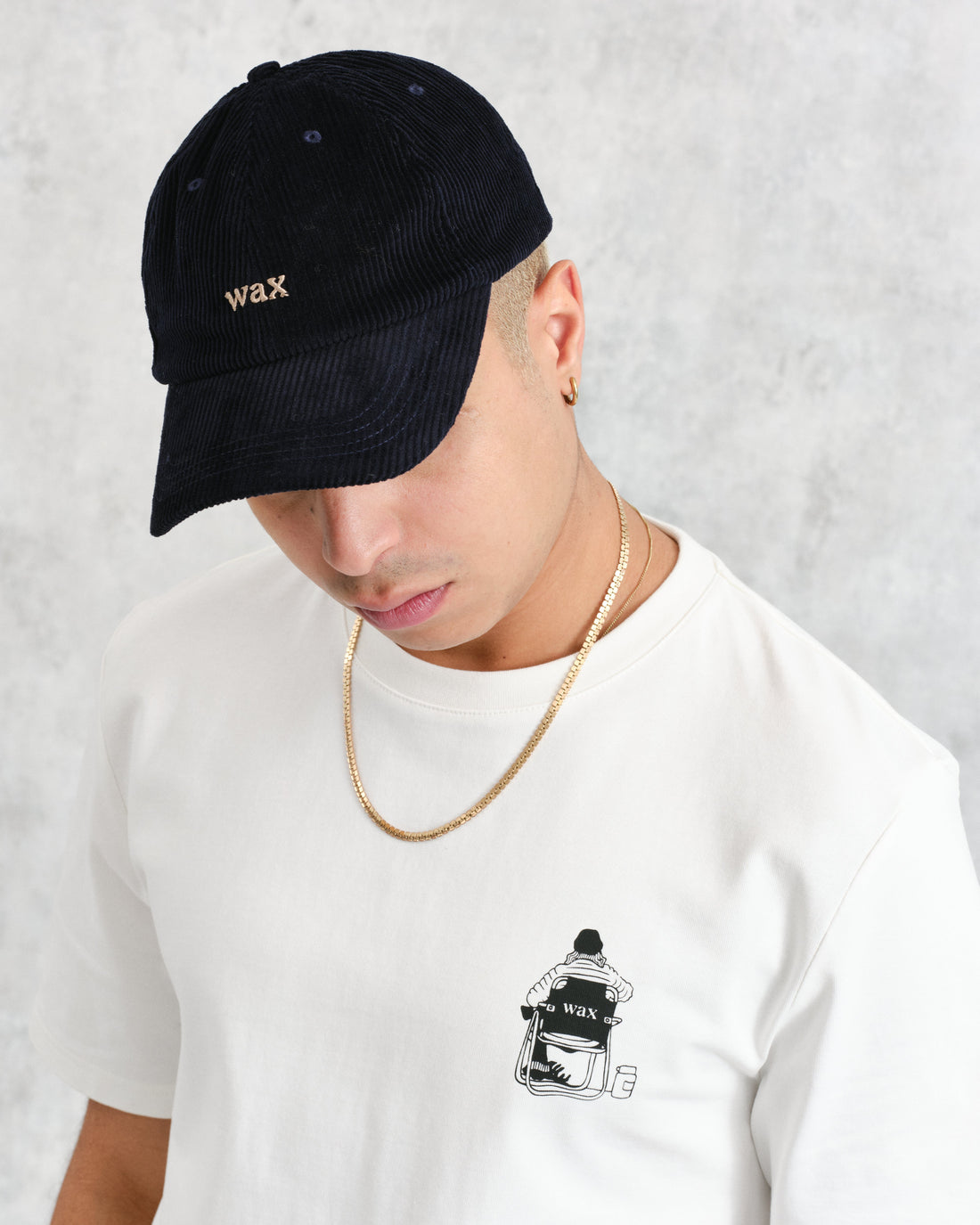 wax london men's Spencer - Navy Corduroy Sports Cap