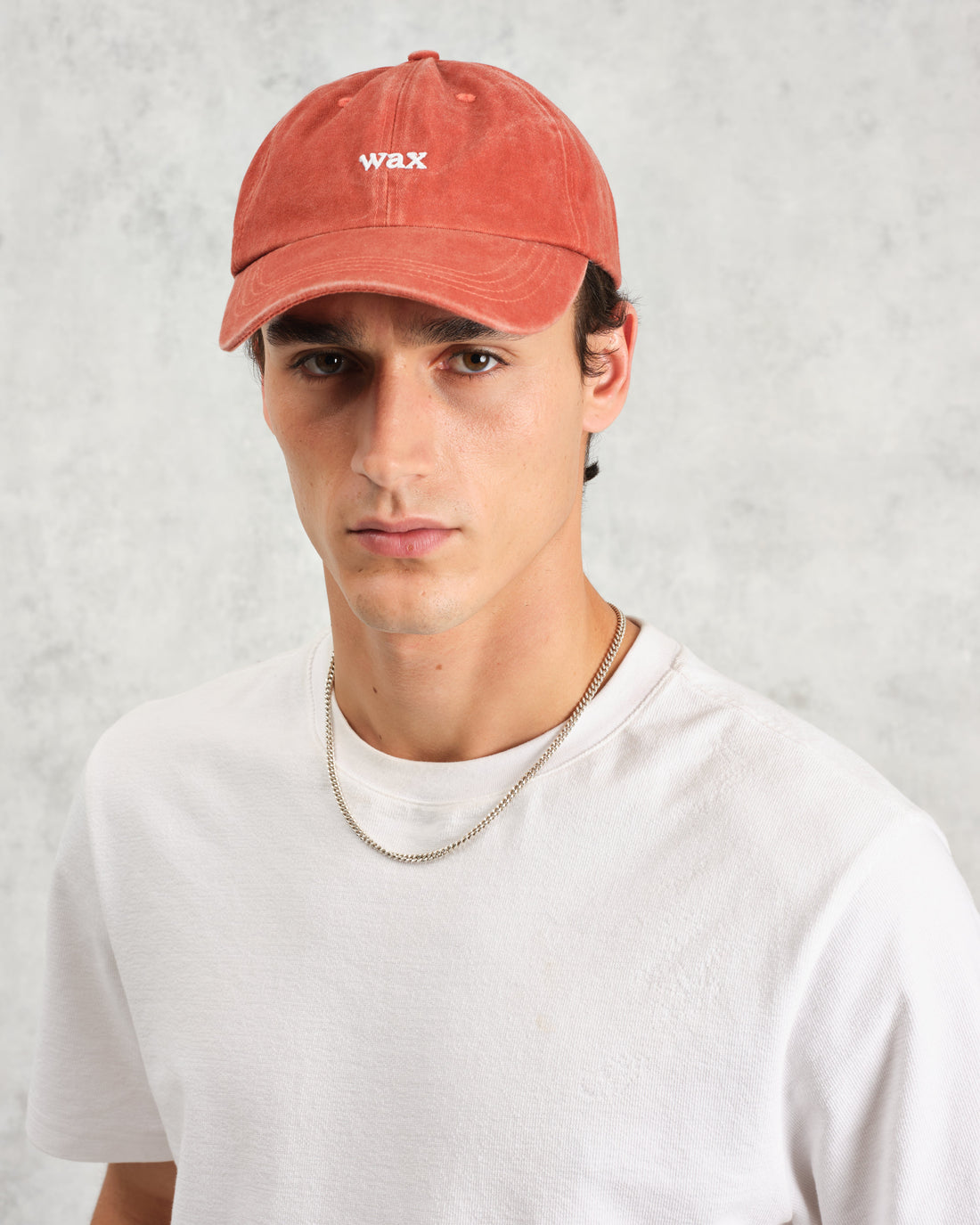 wax london men's Spencer - Washed Red Cotton Sports Cap