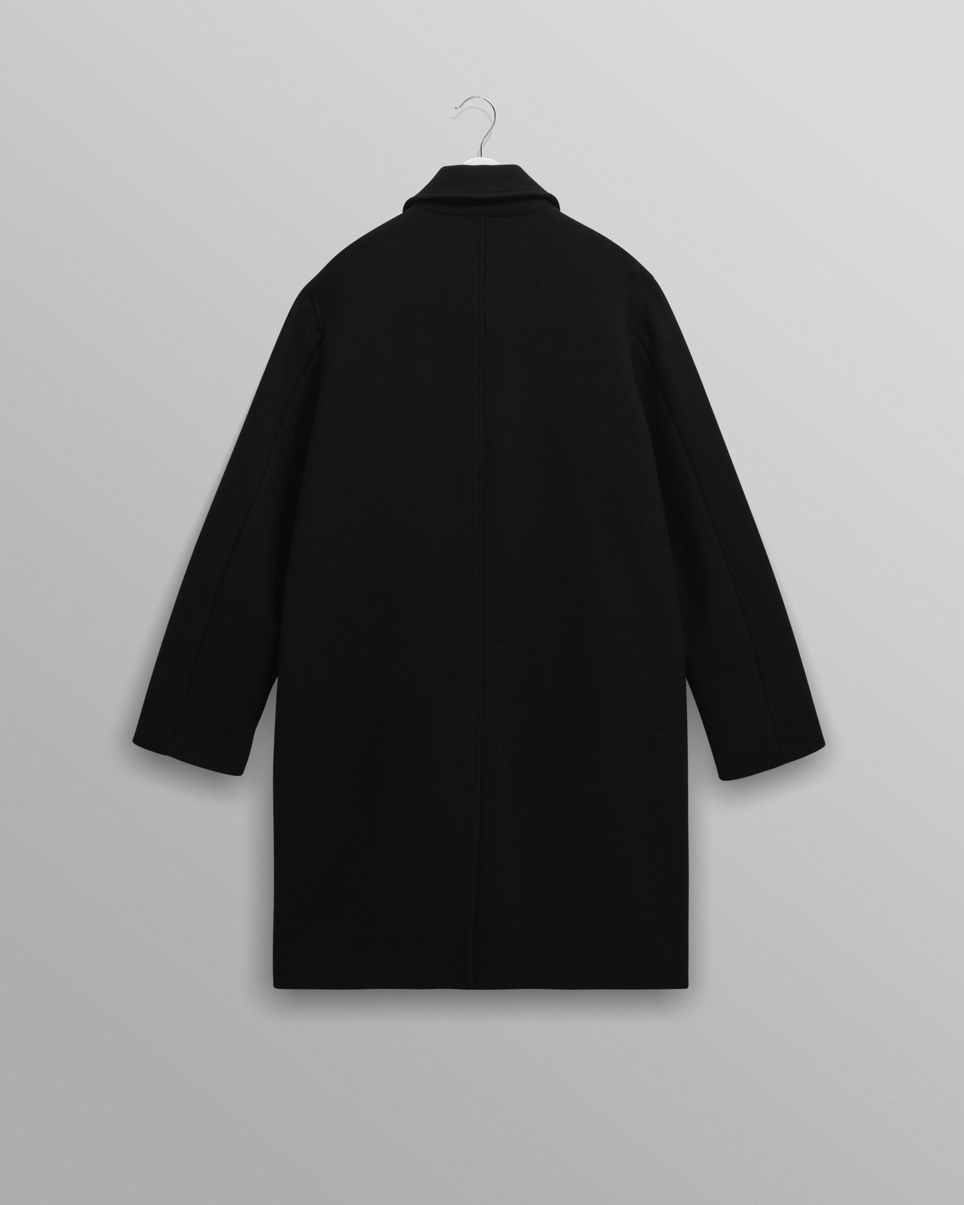 wax london men's Stan - Black Plain Wool Twill Car Coat
