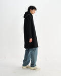 wax london men's Stan - Black Plain Wool Twill Car Coat