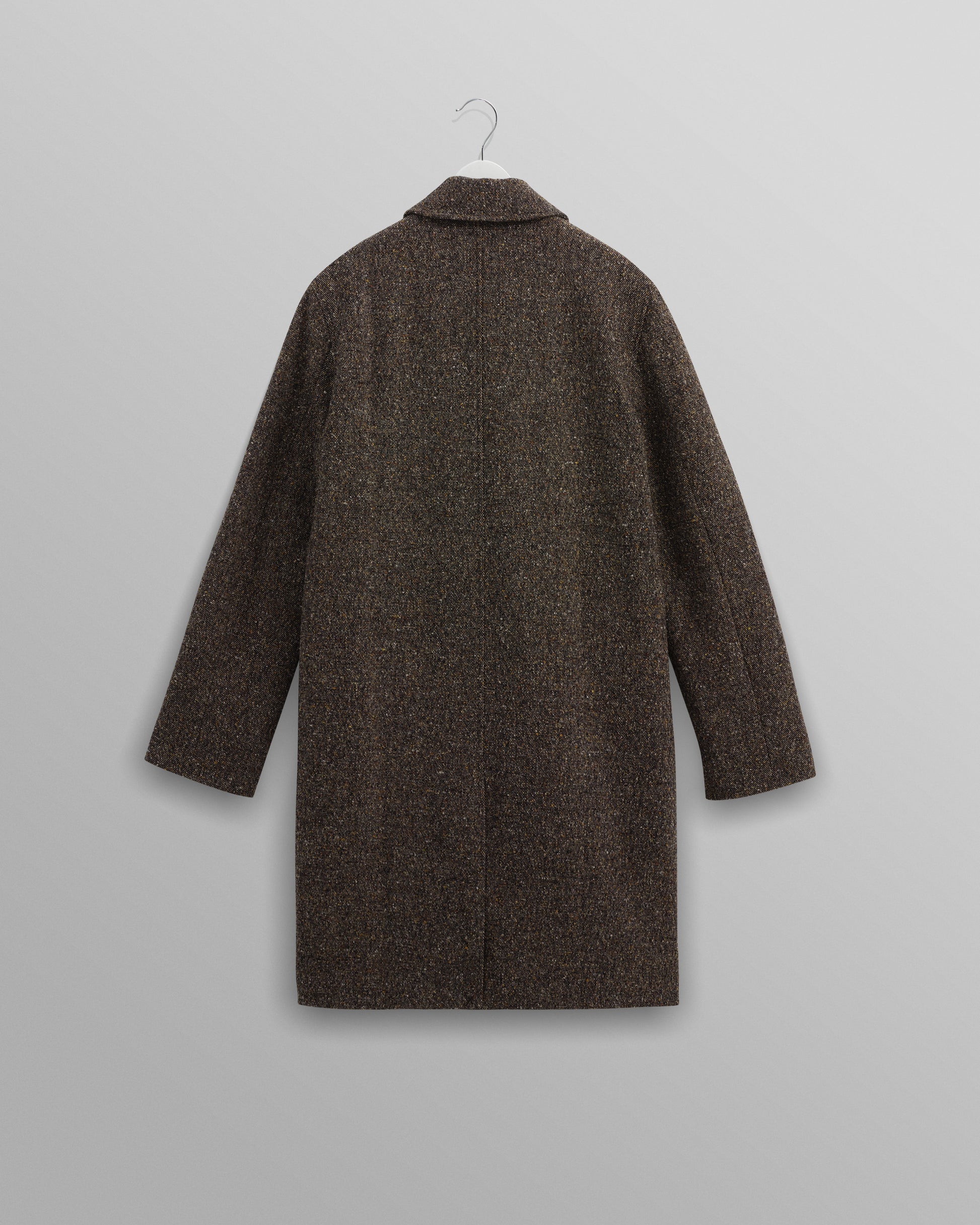 wax london men's Stan - Brown Fleck Tweed Car Coat