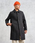 wax london men's Stan - Charcoal Twill Wool Car Coat