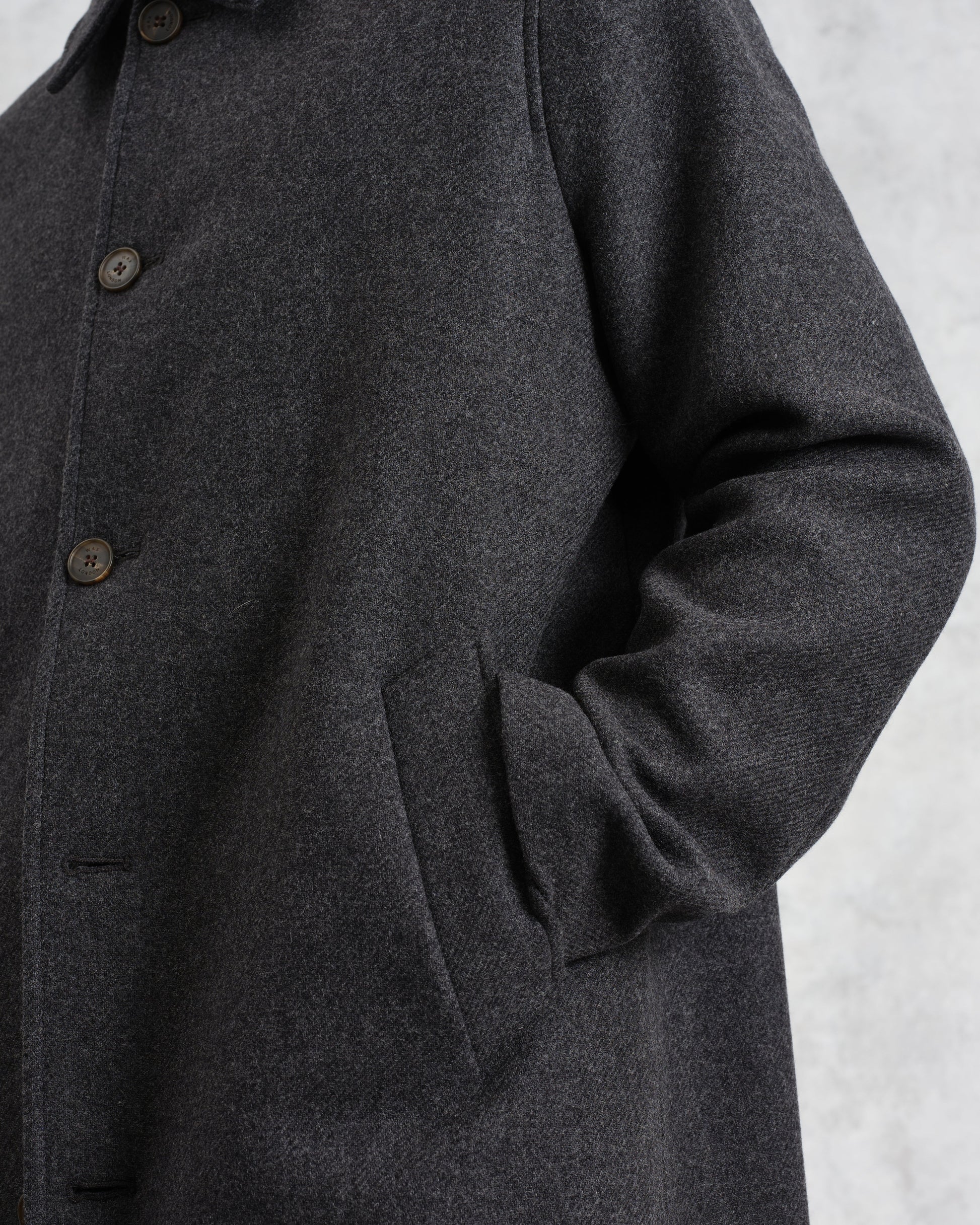 wax london men's Stan - Charcoal Twill Wool Car Coat
