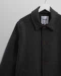 wax london men's Stan - Charcoal Twill Wool Car Coat