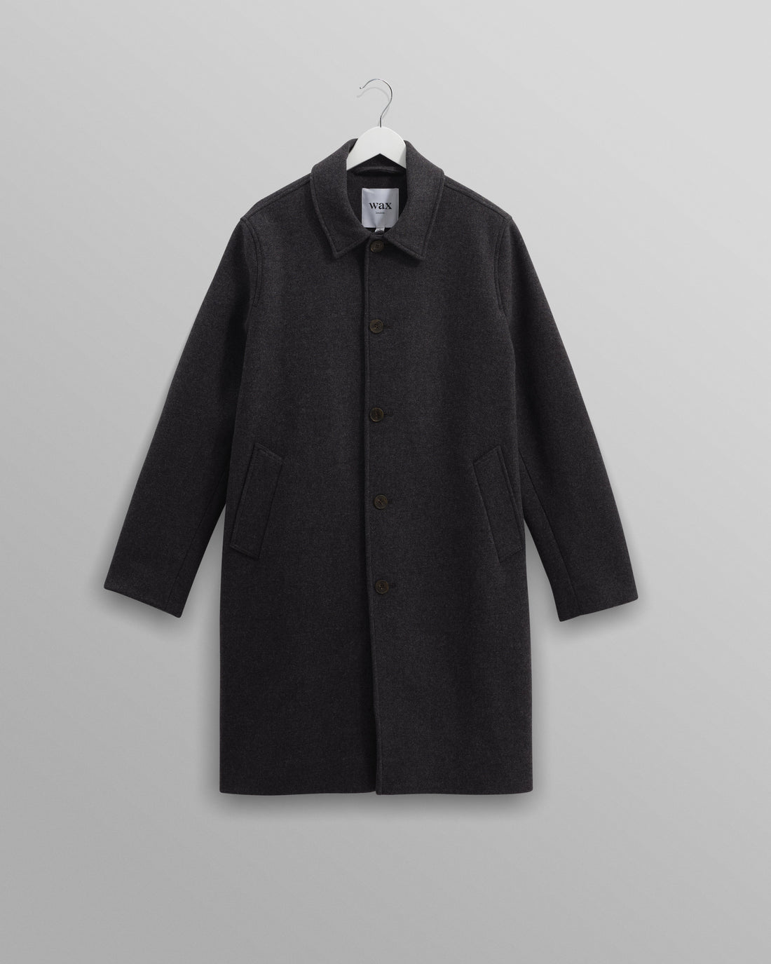 wax london men's Stan - Charcoal Twill Wool Car Coat