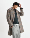 wax london men's Stan - Natural Houndstooth Check Wool Car Coat