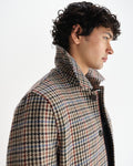 wax london men's Stan - Natural Houndstooth Check Wool Car Coat