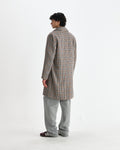 wax london men's Stan - Natural Houndstooth Check Wool Car Coat