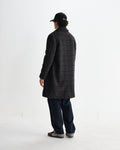 wax london men's Stan - Navy And Grey Puppytooth Check Wool Car Coat